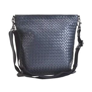 Bottega Veneta Black and Blue Crossbody Bags with Woven Design